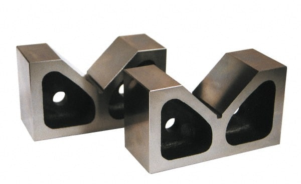 SPI - 4-1/2" Max Capacity, 90° Angle, Cast Iron V-Block - 3-15/16" Long x 7-7/8" Wide x 5-1/2" High, Sold as Matched Pair - Exact Tooling