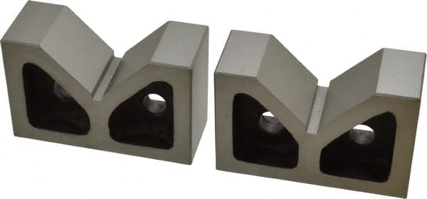 Value Collection - 2-3/16" Max Capacity, 90° Angle, Cast Iron V-Block - 4" Long x 1-9/16" Wide x 2-9/16" High, Sold as Matched Pair - Exact Tooling