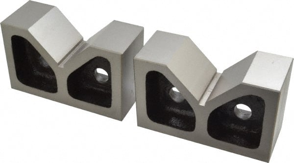 Value Collection - 2-7/16" Max Capacity, 90° Angle, Cast Iron V-Block - 5" Long x 2" Wide x 3-1/8" High, Sold as Matched Pair - Exact Tooling