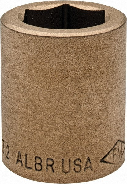 Ampco - 25/32", 1/2" Drive, Standard Hand Socket - 6 Points, 1-7/16" OAL, Aluminum Bronze - Exact Tooling