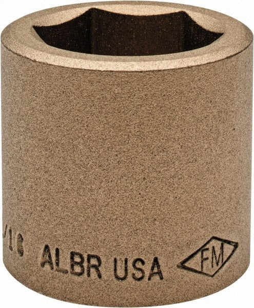 Ampco - 1-1/16", 1/2" Drive, Standard Hand Socket - 6 Points, 1-1/2" OAL, Aluminum Bronze - Exact Tooling