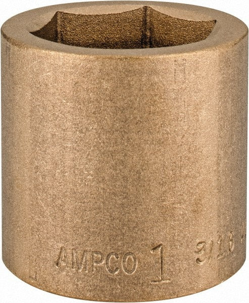 Ampco - 1-3/16", 1/2" Drive, Standard Hand Socket - 6 Points, 1-5/8" OAL, Aluminum Bronze - Exact Tooling