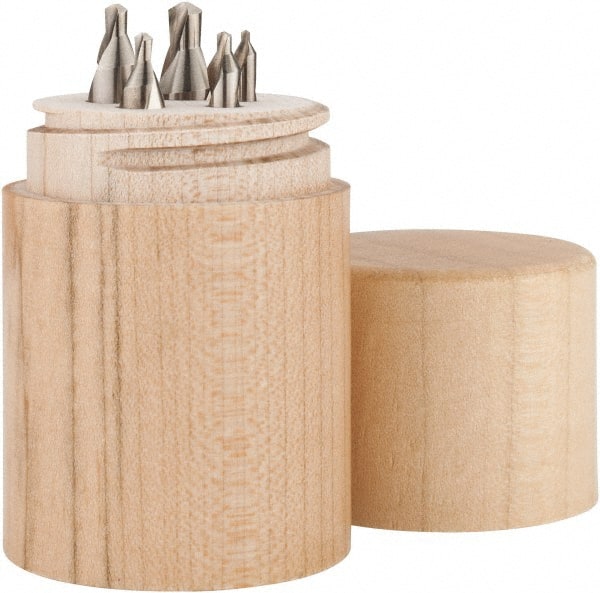 Keo - 5 Piece, #1 to 5, Plain Edge, High Speed Steel Combo Drill & Countersink Set - 60° Incl Angle, Double End - Exact Tooling