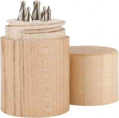 Keo - 5 Piece, #1 to 5, Plain Edge, High Speed Steel Combo Drill & Countersink Set - 60° Incl Angle, Double End - Exact Tooling