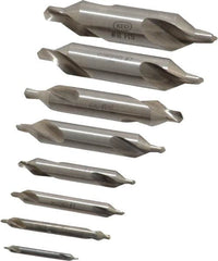 Keo - 8 Piece, #1 to 8, Plain Edge, High Speed Steel Combo Drill & Countersink Set - 60° Incl Angle - Exact Tooling