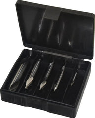 Interstate - 5 Piece, #1 to 5, Plain Edge, High Speed Steel Combo Drill & Countersink Set - 60° Incl Angle, Double End - Exact Tooling