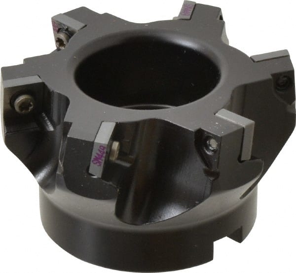 Kennametal - 6 Inserts, 3" Cut Diam, 1" Arbor Diam, 0.361" Max Depth of Cut, Indexable Square-Shoulder Face Mill - 0/90° Lead Angle, 1-3/4" High, SD.T 43.. Insert Compatibility, Series KSSM - Exact Tooling