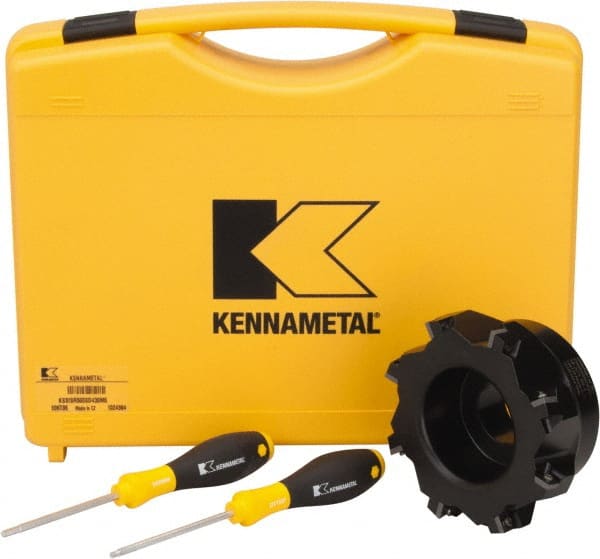 Kennametal - 8 Inserts, 5" Cut Diam, 1-1/2" Arbor Diam, 0.361" Max Depth of Cut, Indexable Square-Shoulder Face Mill - 0/90° Lead Angle, 2.38" High, SD.T 43.. Insert Compatibility, Series KSSM - Exact Tooling