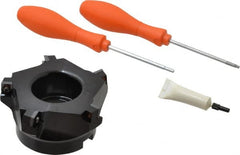 Kennametal - 5 Inserts, 4" Cut Diam, 1-1/4" Arbor Diam, 0.361" Max Depth of Cut, Indexable Square-Shoulder Face Mill - 0/90° Lead Angle, 2" High, SD.T 43.. Insert Compatibility, Series KSSM - Exact Tooling