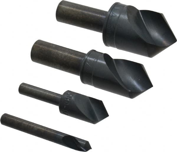 M.A. Ford - 4 Piece, 1/4 to 1" Head Diam, 90° Included Angle, Single End Countersink Set - Exact Tooling