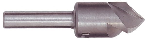 M.A. Ford - 2" Head Diam, 3/4" Shank Diam, 3 Flute 60° High Speed Steel Countersink - Bright Finish, 4-1/4" OAL, 0.6" Nose Diam, Single End, Straight Shank, Right Hand Cut - Exact Tooling