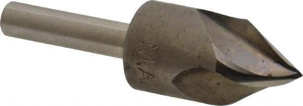 M.A. Ford - 5/8" Head Diam, 1/4" Shank Diam, 3 Flute 60° High Speed Steel Countersink - Bright Finish, 2-1/4" OAL, 0.19" Nose Diam, Single End, Straight Shank, Right Hand Cut - Exact Tooling
