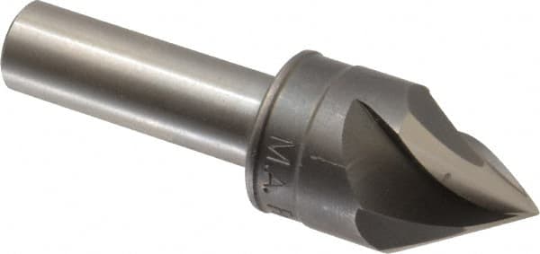 M.A. Ford - 7/8" Head Diam, 1/2" Shank Diam, 3 Flute 60° High Speed Steel Countersink - Bright Finish, 3" OAL, 0.26" Nose Diam, Single End, Straight Shank, Right Hand Cut - Exact Tooling