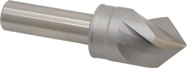 M.A. Ford - 7/8" Head Diam, 1/2" Shank Diam, 3 Flute 90° High Speed Steel Countersink - Bright Finish, 3" OAL, 0.26" Nose Diam, Single End, Straight Shank, Right Hand Cut - Exact Tooling
