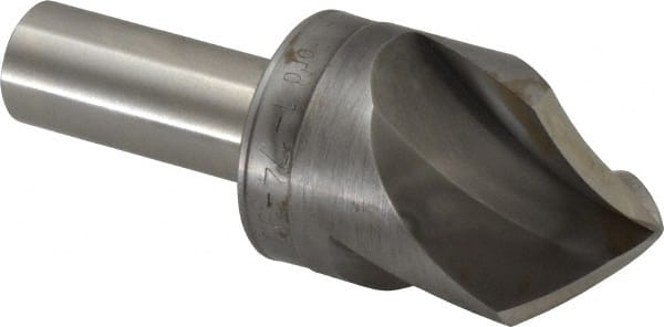 M.A. Ford - 1-1/4" Head Diam, 5/8" Shank Diam, 3 Flute 90° High Speed Steel Countersink - Bright Finish, 3-1/2" OAL, 0.38" Nose Diam, Single End, Straight Shank, Right Hand Cut - Exact Tooling