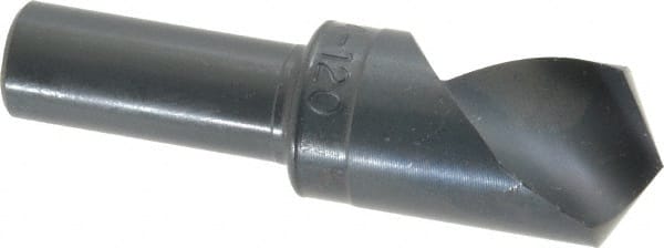 M.A. Ford - 3/4" Head Diam, 1/2" Shank Diam, 1 Flute 120° High Speed Steel Countersink - Bright Finish, 2-3/4" OAL, 0.12" Nose Diam, Single End, Straight Shank, Right Hand Cut - Exact Tooling