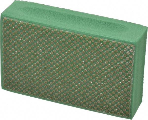3M - Medium Grade, 250 Grit, Diamond Hand Pad - Green, 2-1/4" Wide x 3-3/4" Long, Coated - Exact Tooling