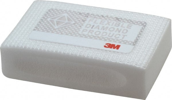 3M - Extra Fine Grade, 20 Grit, Diamond Hand Pad - White, 2-1/4" Wide x 3-3/4" Long, Coated - Exact Tooling