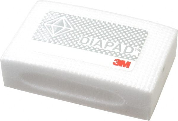 3M - Extra Fine Grade, 30 Grit, Diamond Hand Pad - White & Yellow, 2-1/4" Wide x 3-3/4" Long, Coated - Exact Tooling