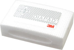 3M - Extra Fine Grade, 30 Grit, Diamond Hand Pad - White & Yellow, 2-1/4" Wide x 3-3/4" Long, Coated - Exact Tooling