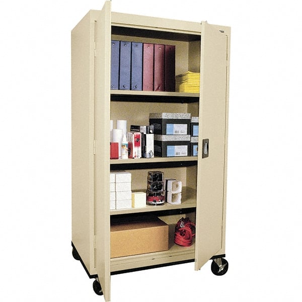 Sandusky Lee - 4 Shelf Mobile Cabinet - 36" Wide x 24" Deep x 66" High, Steel, Putty - Exact Tooling