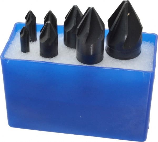 M.A. Ford - 7 Piece, 1/4 to 1" Head Diam, 60° Included Angle, Single End Countersink Set - Exact Tooling