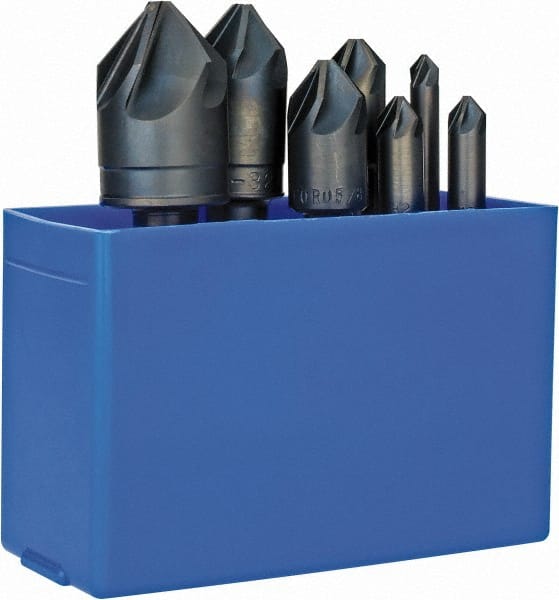 M.A. Ford - 7 Piece, 1/4 to 1" Head Diam, 82° Included Angle, Single End Countersink Set - Exact Tooling
