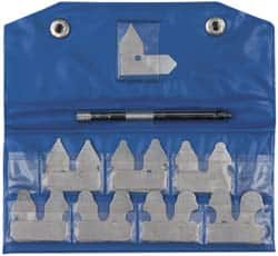 Value Collection - 15 Piece, 1/32 to 1/4 Inch Radius, Steel Radius Gage Set - Satin Chrome Coated - Exact Tooling