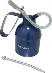 PRO-LUBE - 300 mL Capcity, 6" Long Flexible Spout, Lever-Type Oiler - Brass Pump, Steel Body, Powder Coated - Exact Tooling