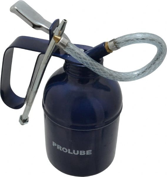 PRO-LUBE - 400 mL Capcity, 7" Long Flexible Spout, Lever-Type Oiler - Brass Pump, Steel Body, Powder Coated - Exact Tooling