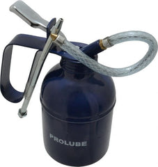 PRO-LUBE - 400 mL Capcity, 7" Long Flexible Spout, Lever-Type Oiler - Brass Pump, Steel Body, Powder Coated - Exact Tooling