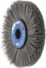 Osborn - 8" OD, 1-1/4" Arbor Hole, Crimped Nylon Wheel Brush - 1" Face Width, 2-1/4" Trim Length, 0.04" Filament Diam, 3,600 RPM - Exact Tooling