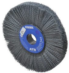 Osborn - 8" OD, 1-1/4" Arbor Hole, Crimped Nylon Wheel Brush - 1" Face Width, 2-1/4" Trim Length, 0.022" Filament Diam, 3,600 RPM - Exact Tooling