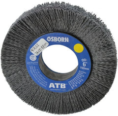 Osborn - 6" OD, 2" Arbor Hole, Crimped Nylon Wheel Brush - 1" Face Width, 1-1/4" Trim Length, 0.028" Filament Diam, 3,600 RPM - Exact Tooling