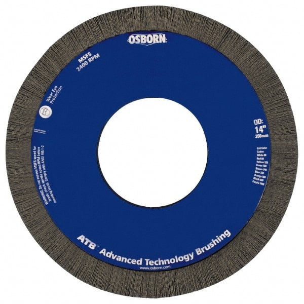 Osborn - 8" OD, 2" Arbor Hole, Crimped Nylon Wheel Brush - 1" Face Width, 1-1/4" Trim Length, 3,600 RPM - Exact Tooling