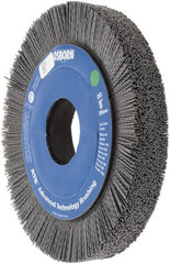 Osborn - 8" OD, 2" Arbor Hole, Crimped Nylon Wheel Brush - 1" Face Width, 1-1/4" Trim Length, 0.035" Filament Diam, 3,600 RPM - Exact Tooling