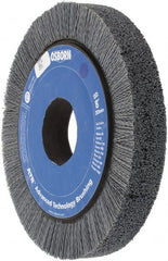 Osborn - 8" OD, 2" Arbor Hole, Crimped Nylon Wheel Brush - 1" Face Width, 1-1/4" Trim Length, 0.022" Filament Diam, 3,600 RPM - Exact Tooling