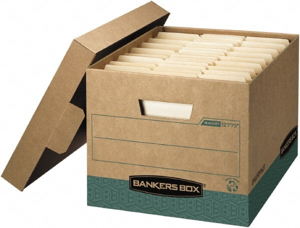 BANKERS BOX - 1 Compartment, 12-3/4" Wide x 10-3/8" High x 16-1/2" Deep, Storage Box - Corrugated Cardboard, Kraft (Color)/Green - Exact Tooling