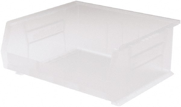 Akro-Mils - 75 Lb. Load Capacity, 14-3/4" Deep, Clear Polymer Hopper Stacking Bin - 7" High x 16-1/2" Wide x 14-3/4" Long - Exact Tooling