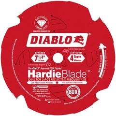 Freud - 7-1/4" Diam, 5/8" Arbor Hole Diam, 4 Tooth Wet & Dry Cut Saw Blade - Carbide-Tipped, Standard Round Arbor - Exact Tooling