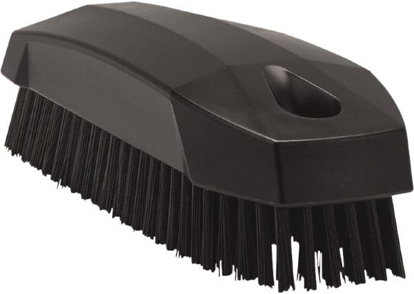 Vikan - 0.7" Bristle Length, Polyester Scrub Brush - 1-1/2" Wide Head, 4-1/2" OAL, Black, Polypropylene Block - Exact Tooling