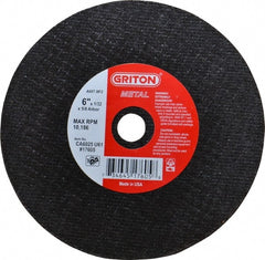 Value Collection - 6" 60 Grit Aluminum Oxide Cutoff Wheel - 1/32" Thick, 5/8" Arbor, 10,186 Max RPM, Use with Circular Saws - Exact Tooling