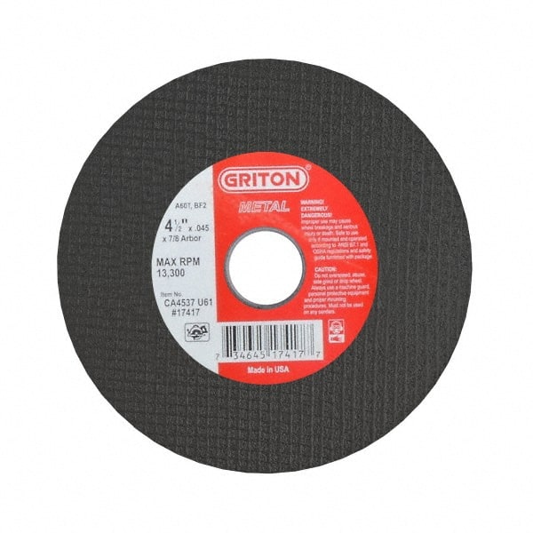 Made in USA - 6" 46 Grit Aluminum Oxide Cutoff Wheel - 1/16" Thick, 5/8" Arbor, 10,186 Max RPM, Use with Circular Saws - Exact Tooling