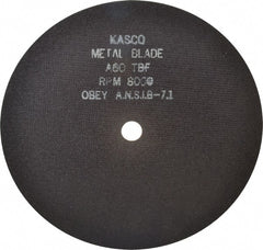 Made in USA - 8" 60 Grit Aluminum Oxide Cutoff Wheel - 1/32" Thick, 5/8" Arbor, 8,000 Max RPM, Use with Stationary Tools - Exact Tooling