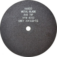 Made in USA - 8" 46 Grit Aluminum Oxide Cutoff Wheel - 1/16" Thick, 5/8" Arbor, 8,000 Max RPM, Use with Stationary Tools - Exact Tooling