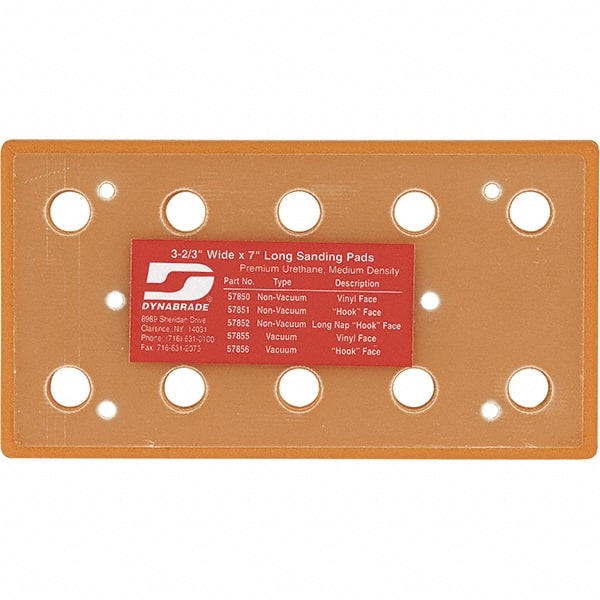Dynabrade - 177.8 x 93.13mm Rectangular Adhesive/PSA Backing Pad - Screw Attachment, Vacuum Pad with Channel, 3/8" Thick, Medium Density - Exact Tooling