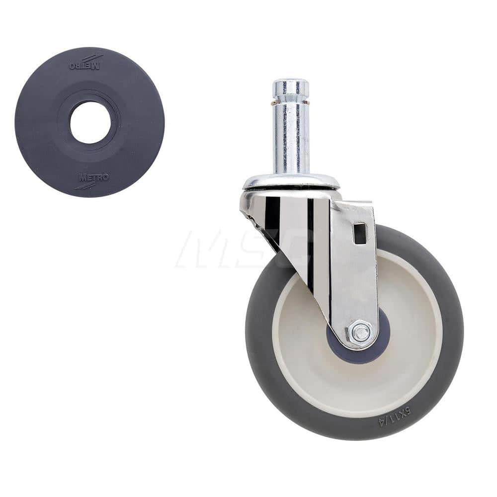 Metro - Cart Accessories; Media Type: Caster ; For Use With: Super Erecta Industrial Wire Shelving Racks ; Color: Silver/Gray ; Width: 2.3750 ; Length (Decimal Inch): 5.0000 ; Height (Decimal Inch): 8.250000 - Exact Tooling