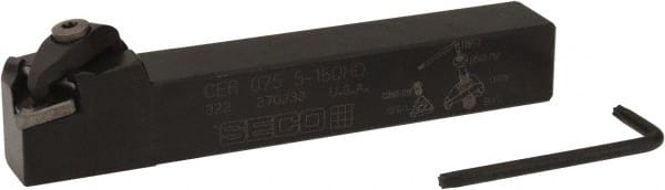 Seco - External Thread, Right Hand Cut, 3/4" Shank Width x 3/4" Shank Height Indexable Threading Toolholder - 5" OAL, 16ER Insert Compatibility, CE Toolholder, Series Snap Tap - Exact Tooling