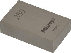 Mitutoyo - 0.85" Rectangular Steel Gage Block - Accuracy Grade AS-1, Includes Certificate of Inspection - Exact Tooling