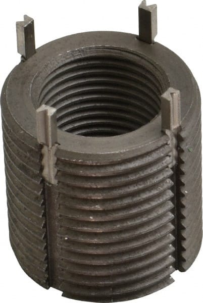 Recoil - 3/4-16 Internal, 1-1/8 - 12 External, 1-1/8" Insert Length, Heavy Duty Keylocking Thread Inserts - Carbon Steel, Zinc Phosphate Finish, Grade C1215 - Exact Tooling